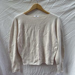 Uniqlo Puff Sleeve Off-White/Cream Light Sweater Top